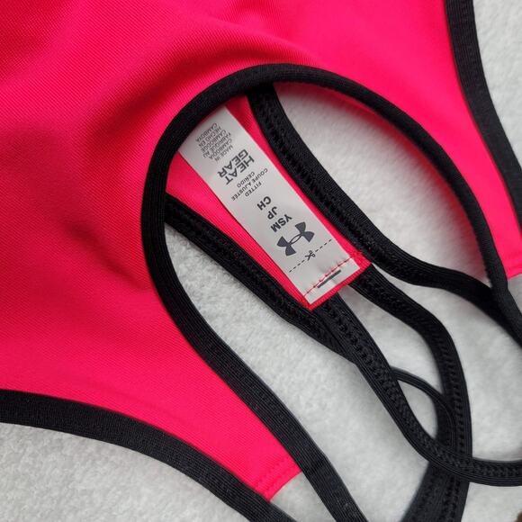 Under ARMOUR NEW Girls Heat gear Workout Sports Bra Elastic Straps Pink Medium - Picture 5 of 5